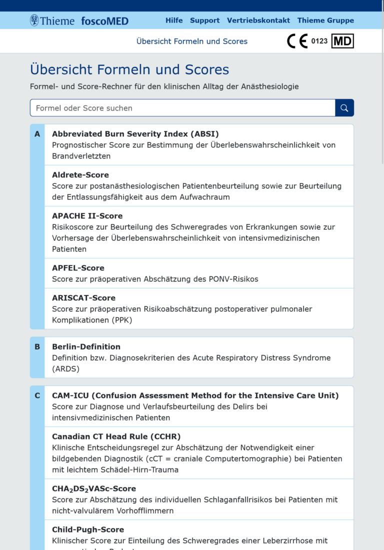 foscoMED - Übersicht Formeln und Scores